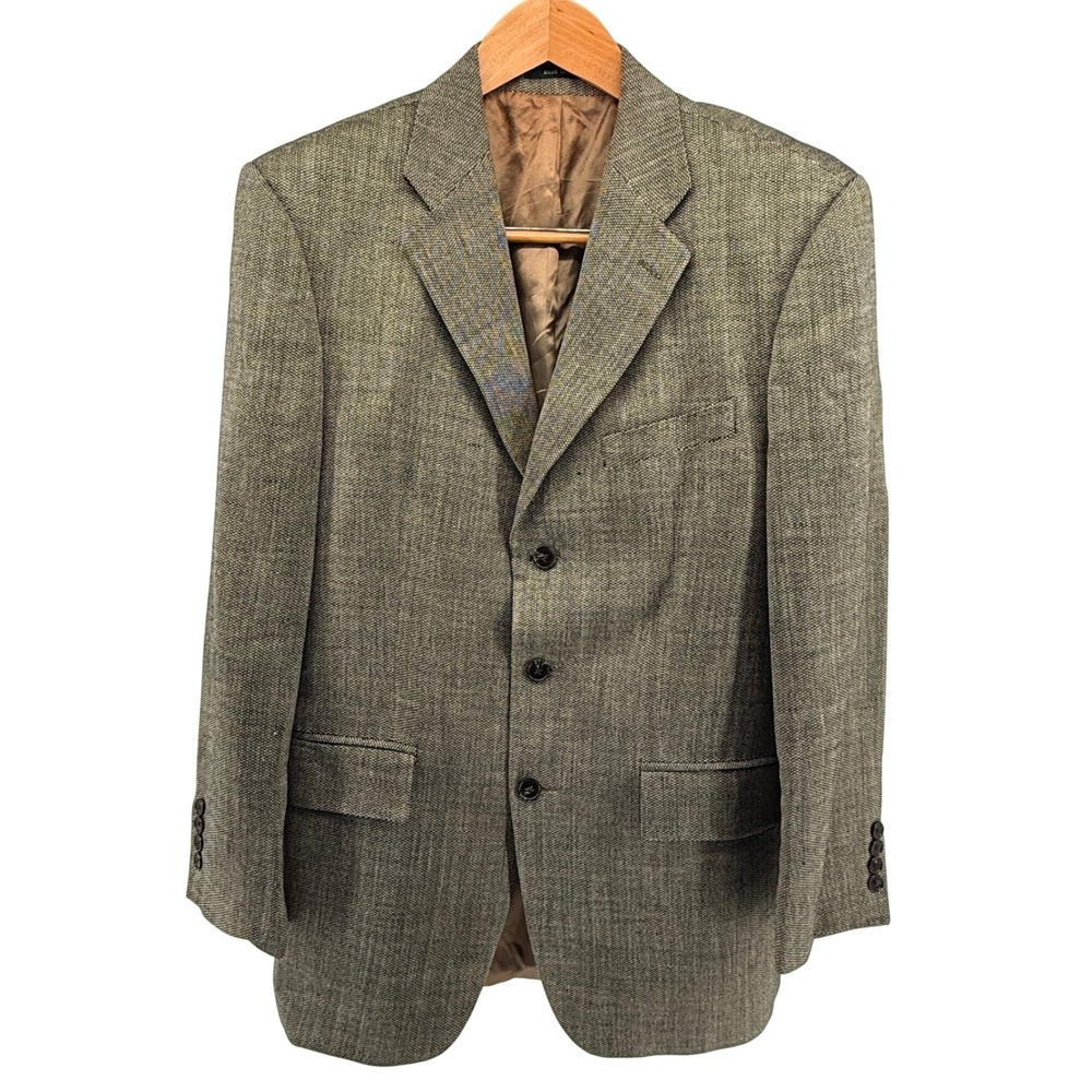 Lauren Ralph Lauren Blazer Sport Coat Herringbone Brown Jacket vintage 44R‎
